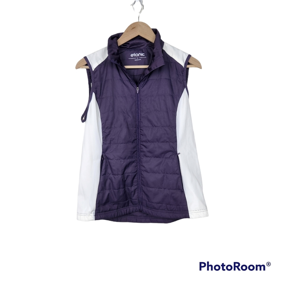 Etonic Purple White Zip Up Puffer Vest Sz L
